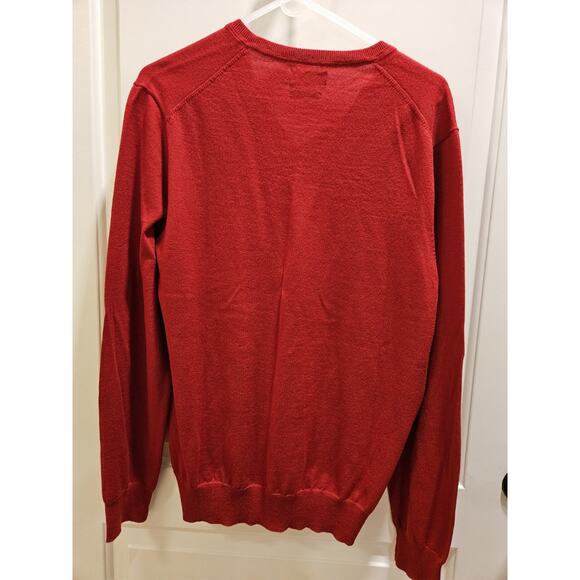 Polo Ralph Lauren Sweater Men Sz L Fine Merino Wool Red Long Sleeve Lightweight - Picture 6 of 6